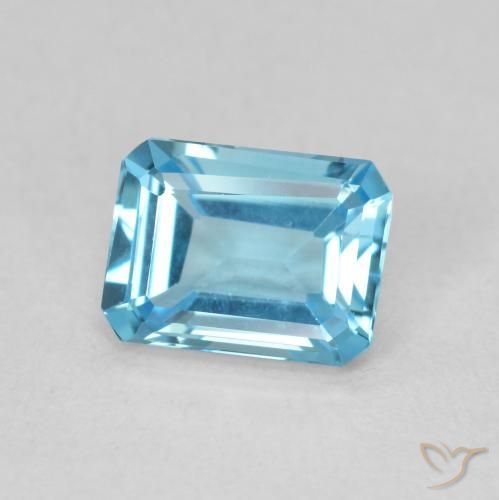 1.81 ct Blue Topaz Stone, Natural Topaz in Octagon Step Cut Shape for Sale