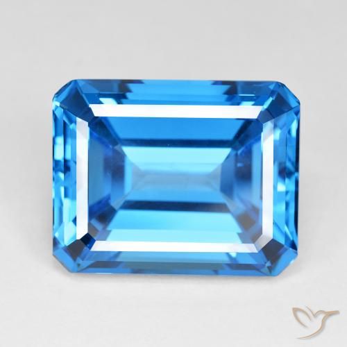 60.43ct Natural Deep Swiss Blue Topaz, Emerald Cut, IF