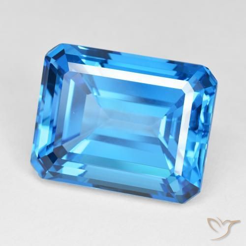 60.43 ct Blue Topaz Stone, Natural Topaz in Octagon Step Cut Shape for Sale