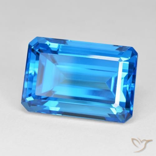 61.60 ct Blue Topaz Stone, Natural Topaz in Octagon Step Cut Shape for Sale