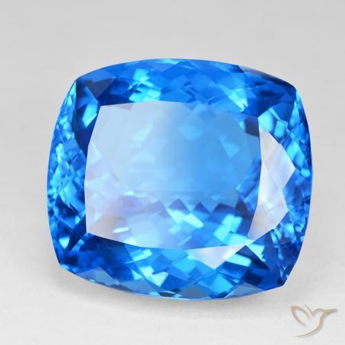 121.81 ct Blue Topaz Stone, Natural Topaz in Cushion-Cut Shape for Sale