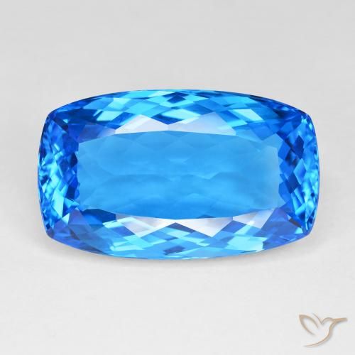 49.70ct Natural Deep Swiss Blue Topaz, Cushion, IF, Photo A