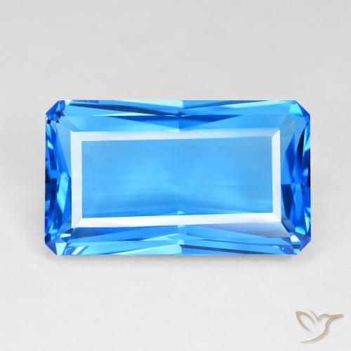 51.23ct Natural Deep Swiss Blue Topaz, Emerald Cut, IF