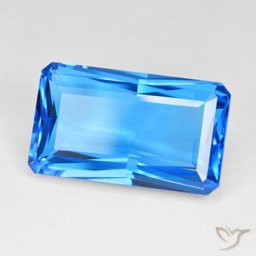 51.23 ct Blue Topaz Stone, Natural Topaz in Octagon Step Cut Shape for Sale