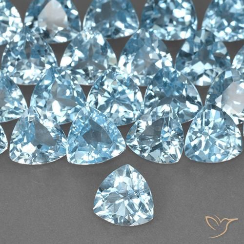 1.38 ct Blue Topaz Stone, Natural Topaz in Trillion Facet Shape for Sale
