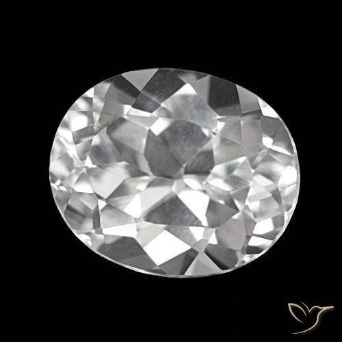 6.08 ct White Topaz Stone, Natural Topaz in Oval Facet Shape for Sale