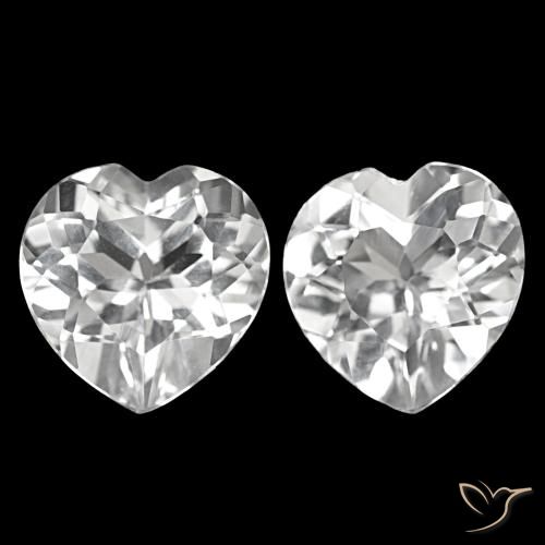 7.79 ctw White Topaz Gemstones, Topaz Gems in Heart Facet Shape for Sale.