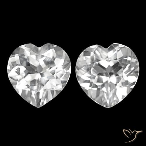 8.21 ctw White Topaz Gemstones, Topaz Gems in Heart Facet Shape for Sale.
