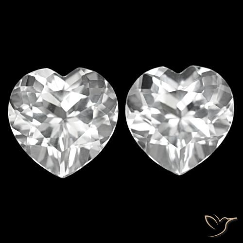8.76 ctw White Topaz Gemstones, Topaz Gems in Heart Facet Shape for Sale.