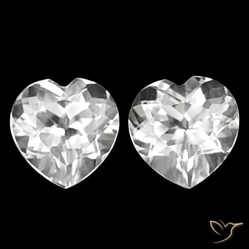 8.62 ctw White Topaz Gemstones, Topaz Gems in Heart Facet Shape for Sale.