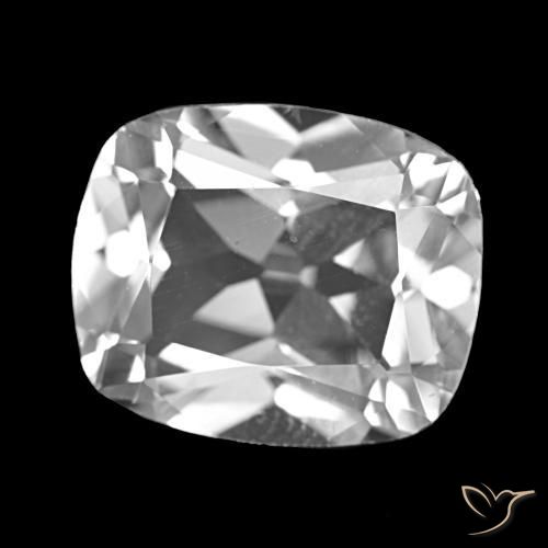 6.04 ct White Topaz Stone, Natural Topaz in Cushion-Cut Shape for Sale