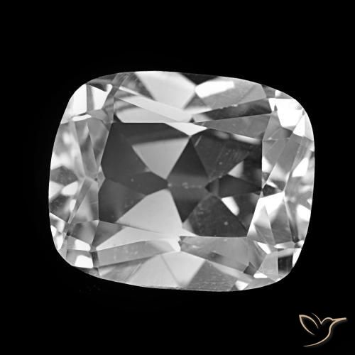 6.04 ct White Topaz Stone, Natural Topaz in Cushion-Cut Shape for Sale