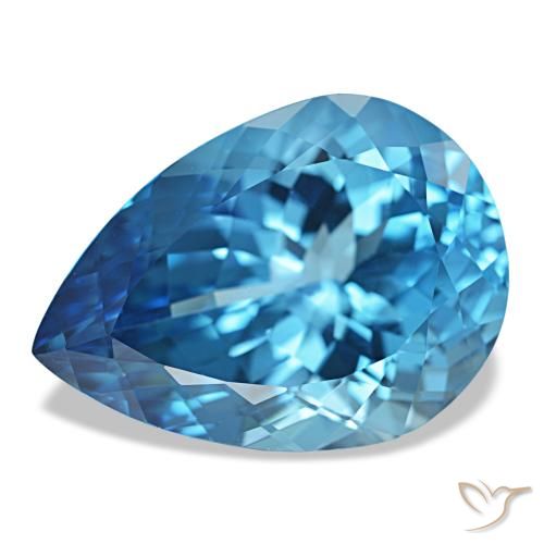 23.70 ct Blue Topaz Gemstone, Topaz Gem in Pear Facet Shape for Sale.