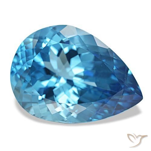 23.70 ct Blue Topaz Stone, Natural Topaz in Pear Facet Shape for Sale