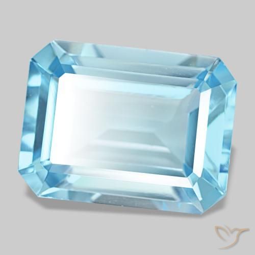 14.46 ct Blue Topaz Stone, Natural Topaz in Octagon Step Cut Shape for Sale