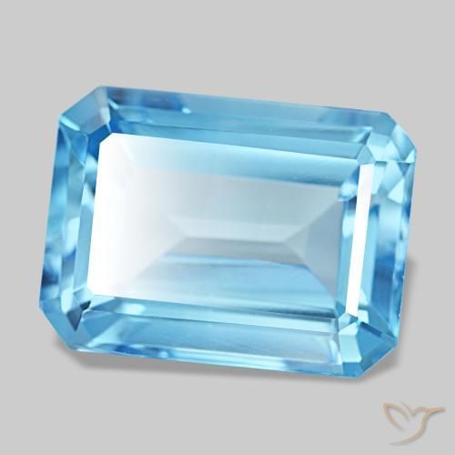 15.71 ct Blue Topaz Stone, Natural Topaz in Octagon Step Cut Shape for Sale