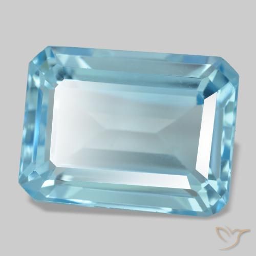 16.66 ct Blue Topaz Stone, Natural Topaz in Octagon Step Cut Shape for Sale