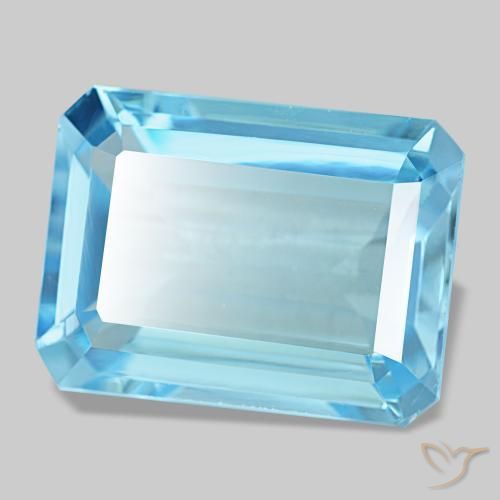 14.71 ct Blue Topaz Stone, Natural Topaz in Octagon Step Cut Shape for Sale
