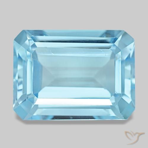 15.53 ct Blue Topaz Gemstone, Topaz Gem in Octagon Step Cut Shape for Sale.