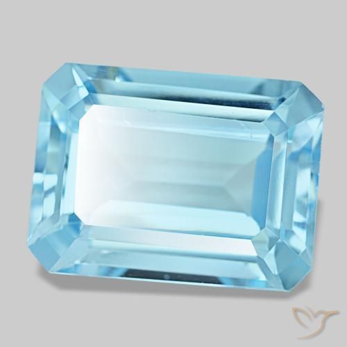 15.53 ct Blue Topaz Stone, Natural Topaz in Octagon Step Cut Shape for Sale