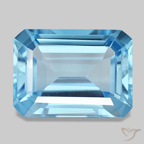 15.85 ct Blue Topaz Gemstone, Topaz Gem in Octagon Step Cut Shape for Sale.