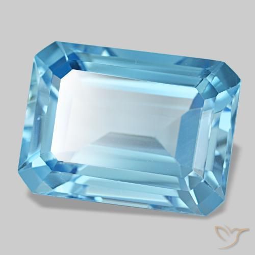 15.85 ct Blue Topaz Stone, Natural Topaz in Octagon Step Cut Shape for Sale