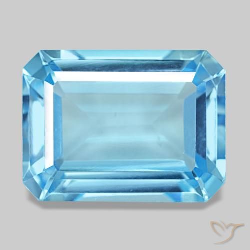 14.58 ct Blue Topaz Gemstone, Topaz Gem in Octagon Step Cut Shape for Sale.