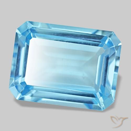 14.58 ct Blue Topaz Stone, Natural Topaz in Octagon Step Cut Shape for Sale