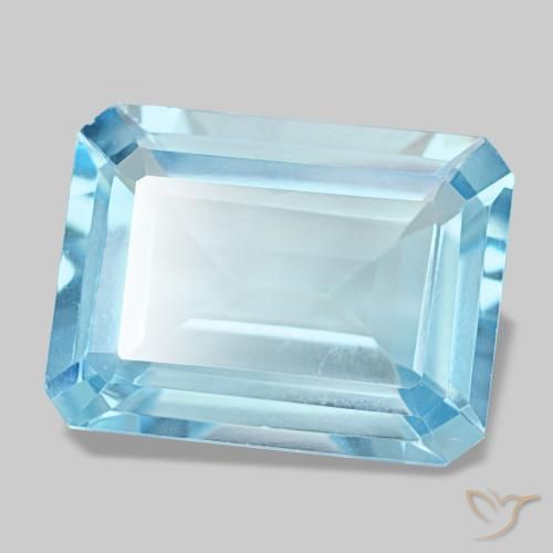 12.92 ct Blue Topaz Stone, Natural Topaz in Octagon Step Cut Shape for Sale