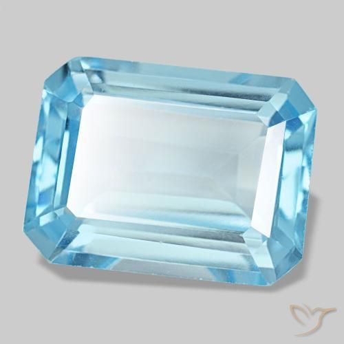 14.56 ct Blue Topaz Stone, Natural Topaz in Octagon Step Cut Shape for Sale