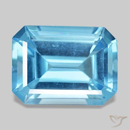 13.28 ct Blue Topaz Gemstone, Topaz Gem in Octagon Step Cut Shape for Sale.