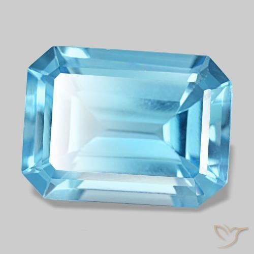 13.28 ct Blue Topaz Stone, Natural Topaz in Octagon Step Cut Shape for Sale