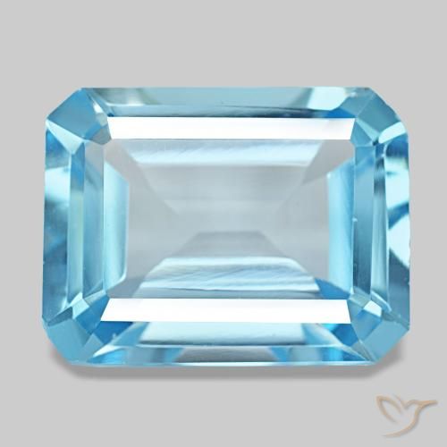 13.53 ct Blue Topaz Gemstone, Topaz Gem in Octagon Step Cut Shape for Sale.