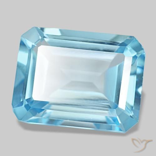 13.53 ct Blue Topaz Stone, Natural Topaz in Octagon Step Cut Shape for Sale