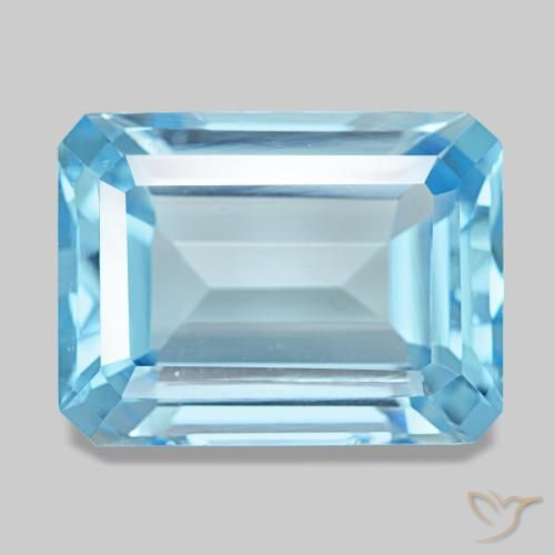 15.82 ct Blue Topaz Gemstone, Topaz Gem in Octagon Step Cut Shape for Sale.