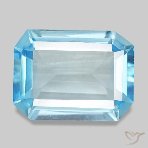 12.60ct Blue Topaz, Emerald Cut, VVS