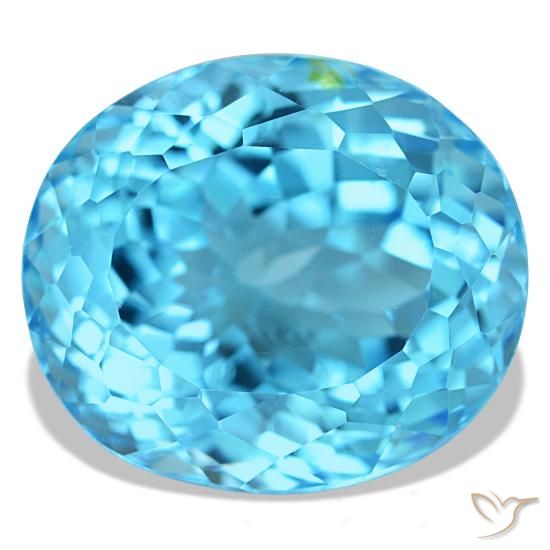 23.74 ct Blue Topaz Gemstone, Topaz Gem in Oval Facet Shape for Sale.