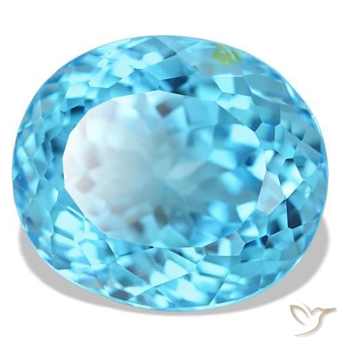 23.74 ct Blue Topaz Stone, Natural Topaz in Oval Facet Shape for Sale