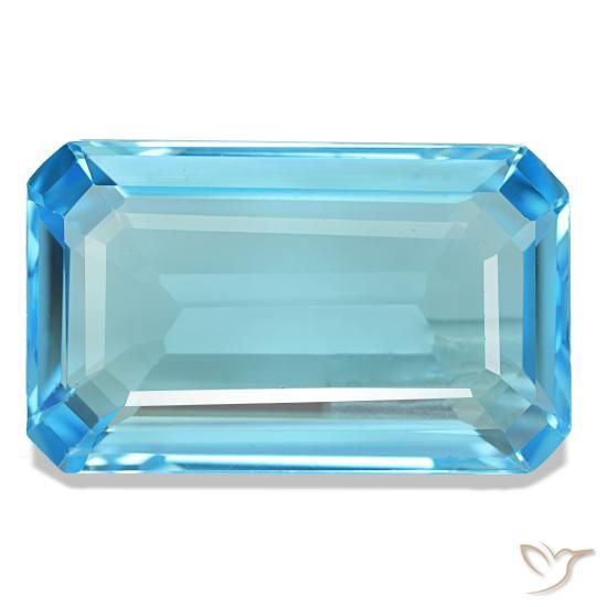 20.50 ct Blue Topaz Gemstone, Topaz Gem in Octagon Step Cut Shape for Sale.