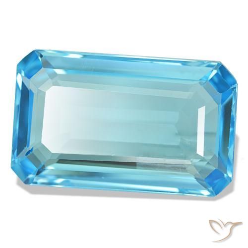 20.50 ct Blue Topaz Stone, Natural Topaz in Octagon Step Cut Shape for Sale