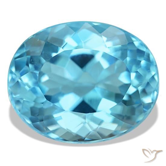 21.16 ct Blue Topaz Gemstone, Topaz Gem in Oval Facet Shape for Sale.