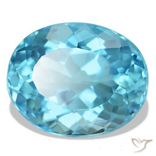 21.16 ct Blue Topaz Stone, Natural Topaz in Oval Facet Shape for Sale