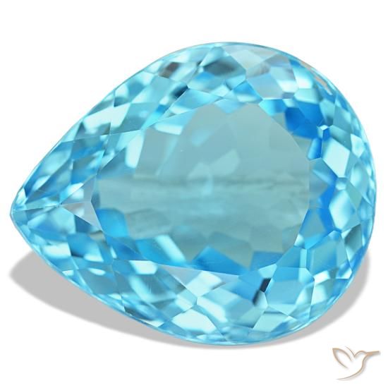 20.42 ct Blue Topaz Gemstone, Topaz Gem in Pear Facet Shape for Sale.