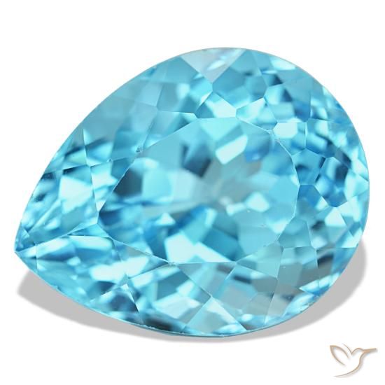 25.98 ct Blue Topaz Gemstone, Topaz Gem in Pear Facet Shape for Sale.