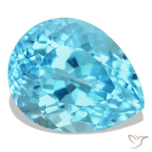 25.98 ct Blue Topaz Stone, Natural Topaz in Pear Facet Shape for Sale