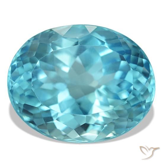 23.82 ct Blue Topaz Gemstone, Topaz Gem in Oval Facet Shape for Sale.