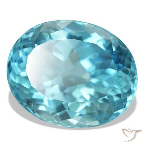 23.82 ct Blue Topaz Stone, Natural Topaz in Oval Facet Shape for Sale