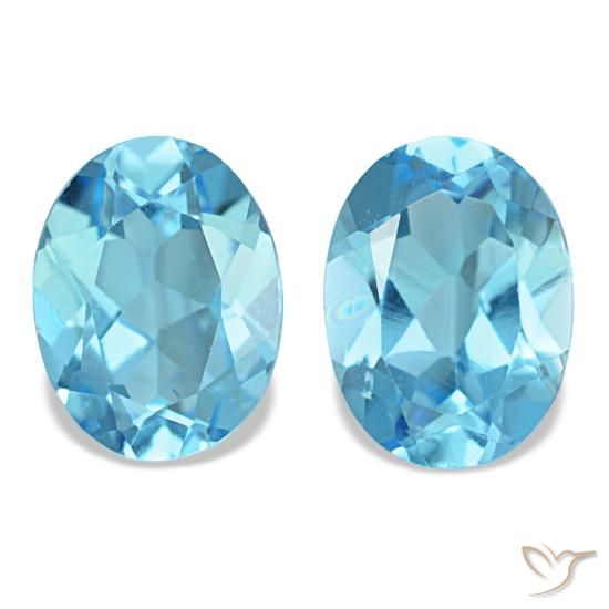 2.82 ctw Blue Topaz Gemstones, Topaz Gems in Oval Facet Shape for Sale.