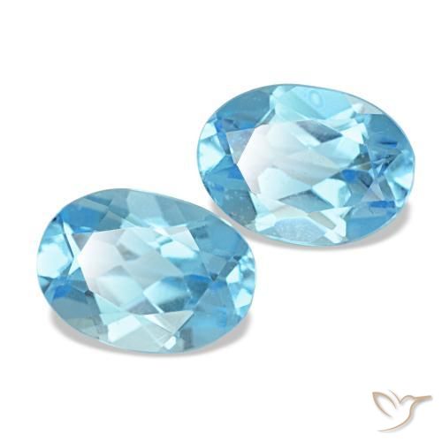 2.29 ctw Blue Topaz Stones, Natural Topaz in Oval Facet Shape for Sale