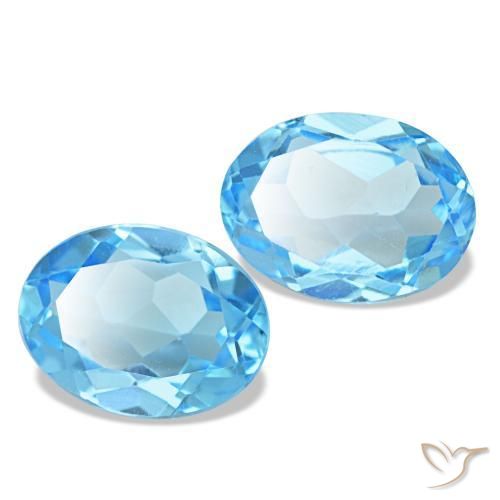2.90 ctw Blue Topaz Stones, Natural Topaz in Oval Facet Shape for Sale